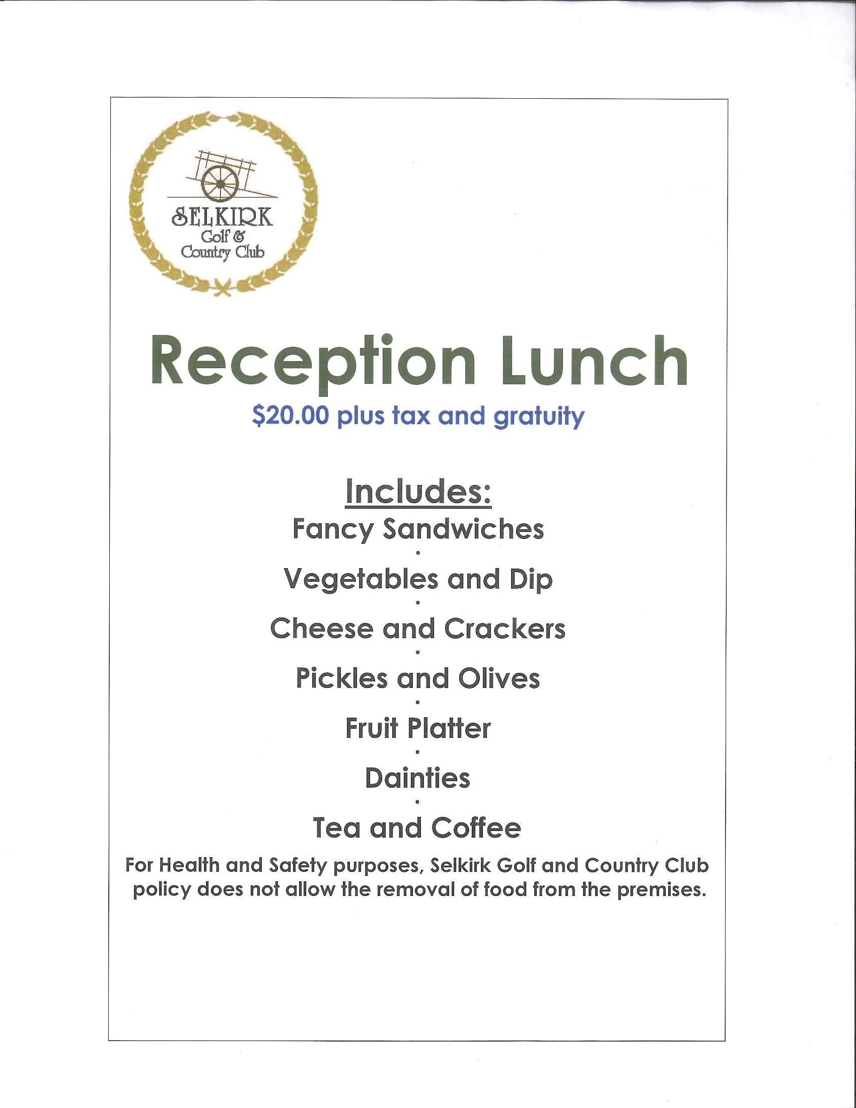 2022 banquet menu receptionlunch