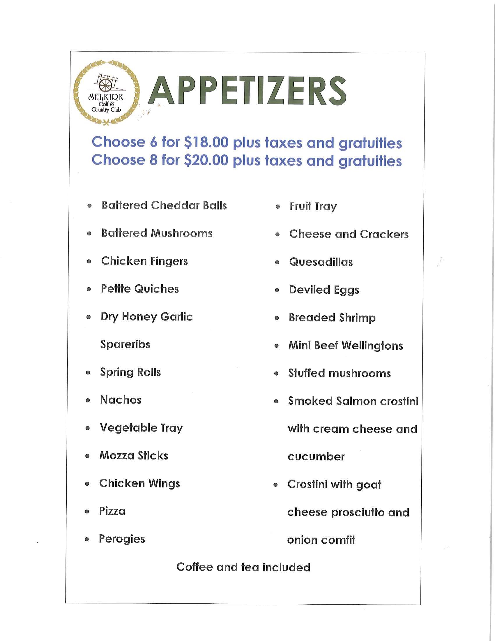 appetizer menu