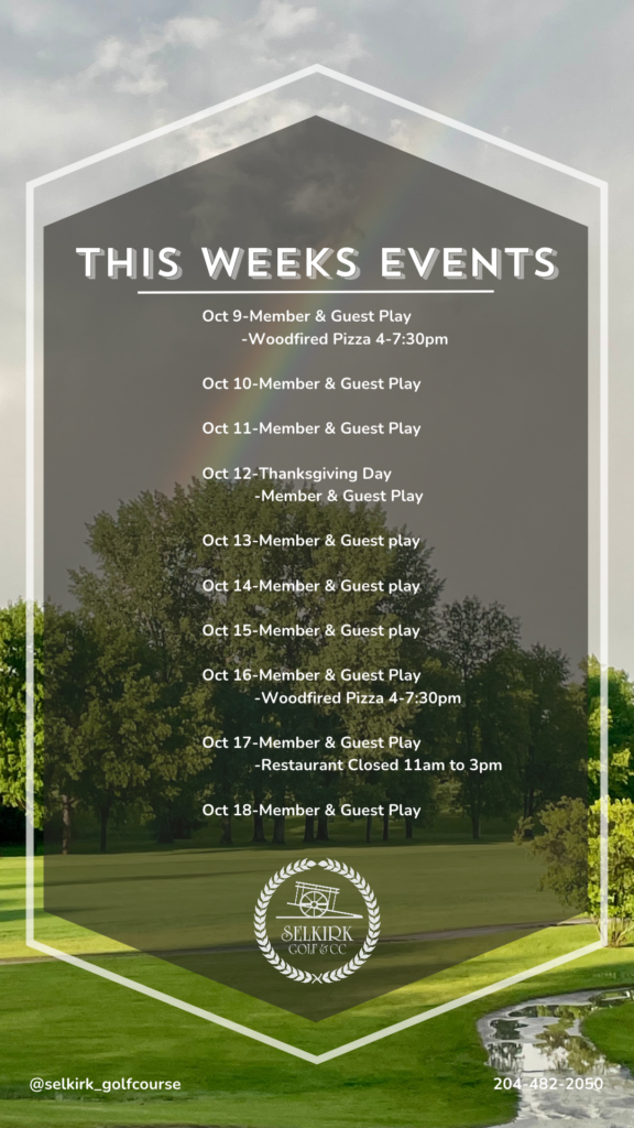 Events for the Week Oct 13