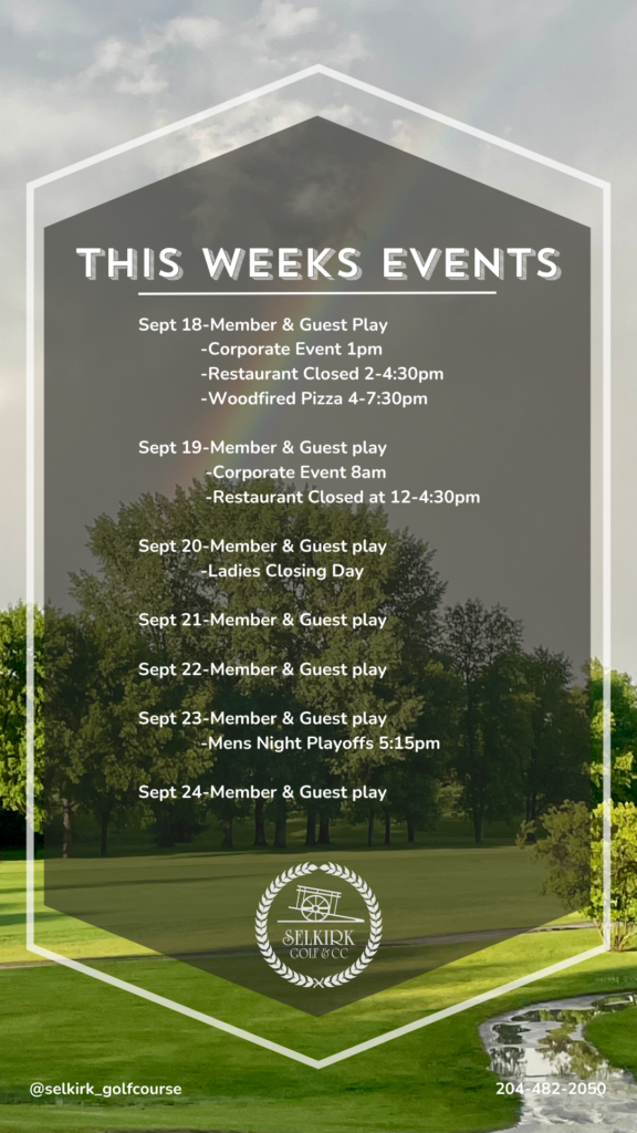 Events for the Week sept 18
